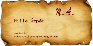 Mille Árpád névjegykártya